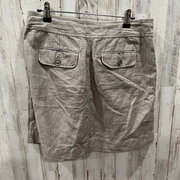 Ann Taylor Loft Utility Linen Blend Waist Tie Mini Skirt Womens Size 0 Pockets - Picture 4 of 7